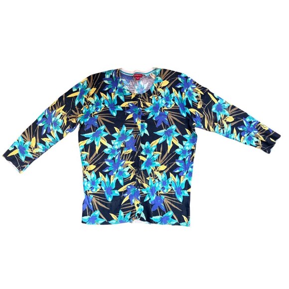 Merona Womens Blue Floral Cardigan Sweater XL - Picture 13 of 16